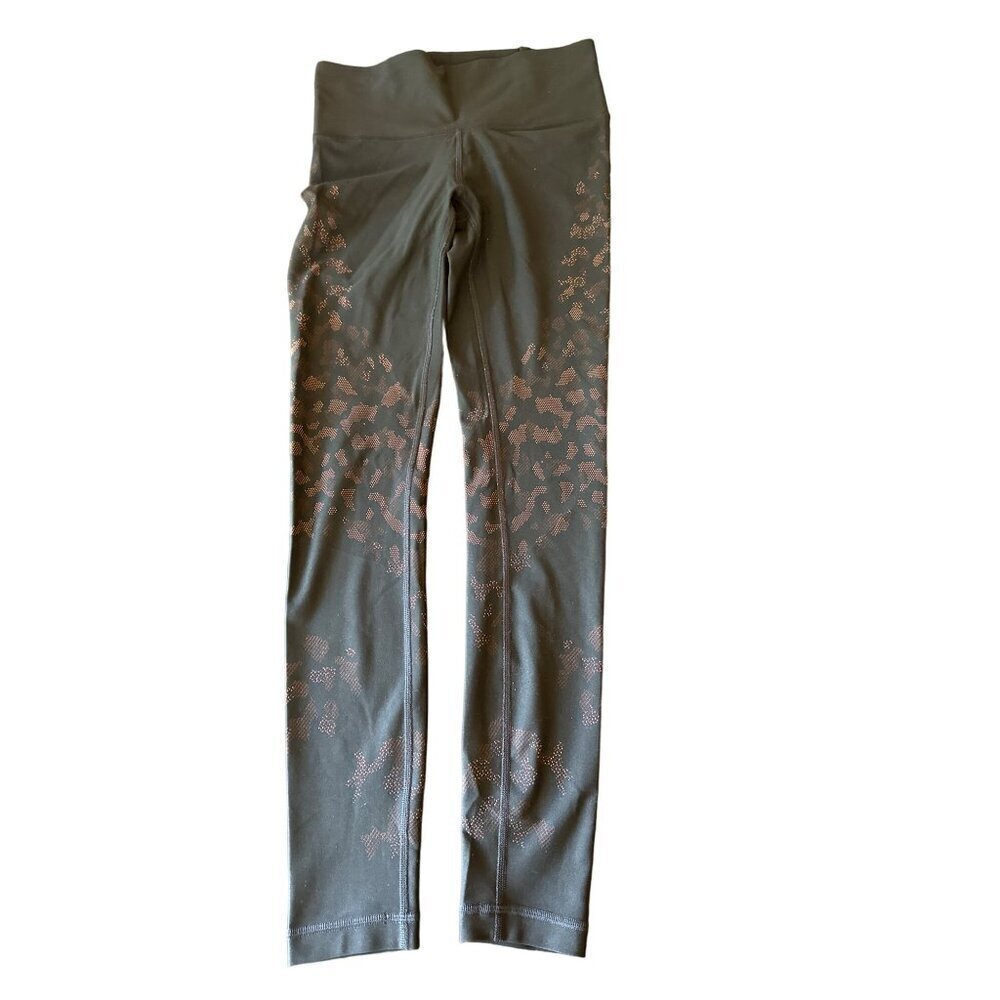 Lululemon Womens High-Waisted Black & Orange Patterned Leggings Size 8